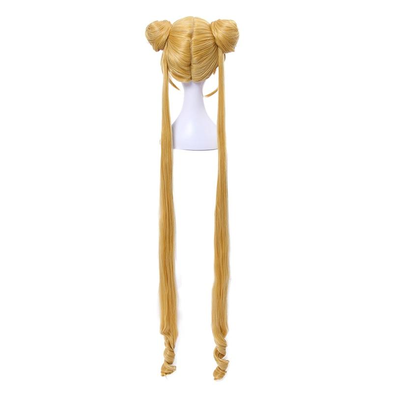 Sailor Moon Cosplay Wigs Super Long Blonde Wigs with Buns Heat - HAB 