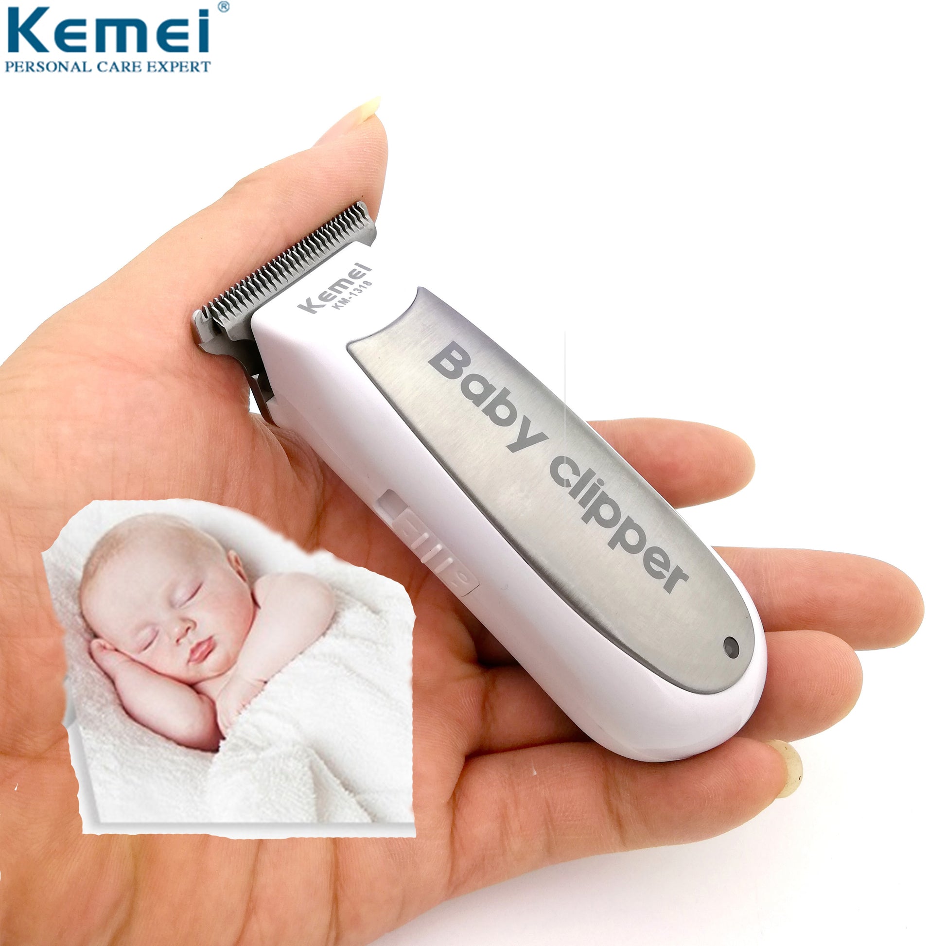 Kemei 1318 Baby Hair Clipper Infant Mini Electric Hair Trimmer Quiet USB Rechargeable Shaver Kids Haircut Beard Razor for Men - HAB 