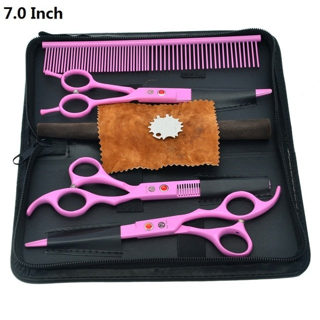 Purple Dragon 7 inch High Quality Pet Grooming Scissors Set  Dogs Cutting Thinning Curved Shears Puppy Cat Clippers LZS0377 - HAB 