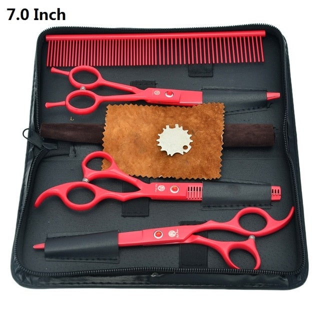 Purple Dragon 7 inch High Quality Pet Grooming Scissors Set  Dogs Cutting Thinning Curved Shears Puppy Cat Clippers LZS0377 - HAB 