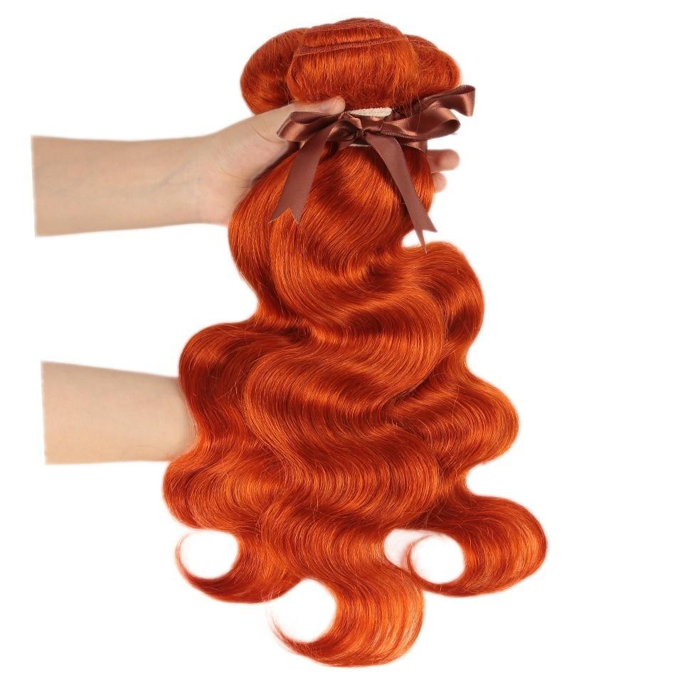 Beumax Blonde Body Wave Bundles With Closure Orange Brazilian Hair - HAB 