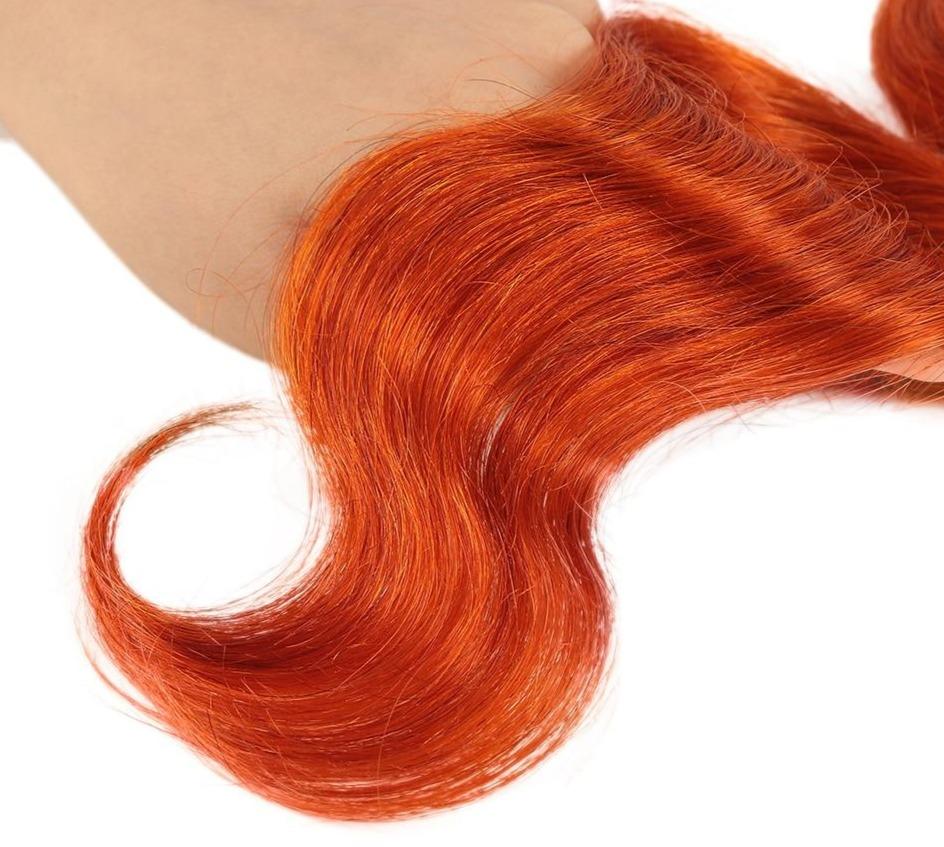 Beumax Blonde Body Wave Bundles With Closure Orange Brazilian Hair - HAB 