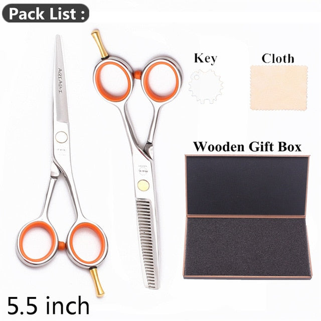 5.5" AQIABI Hairdressing Scissors Hair Professional Thinning Shears Set Hair Cutting Scissors Barber Scissors 440C Japan A1029 - HAB 