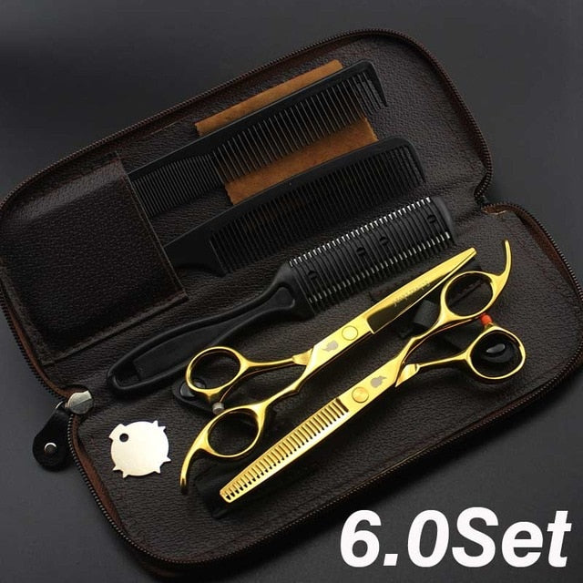 New  Profissional Hairdressing Scissors Hair Cutting Scissors Set Barber Shears  High Quality Salon 6.0inch Multi-color optiona - HAB 