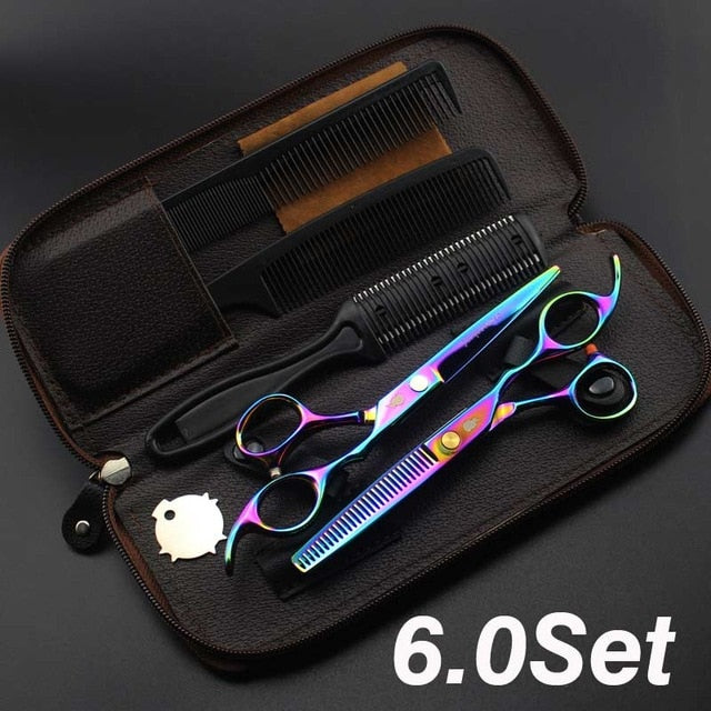 New  Profissional Hairdressing Scissors Hair Cutting Scissors Set Barber Shears  High Quality Salon 6.0inch Multi-color optiona - HAB 