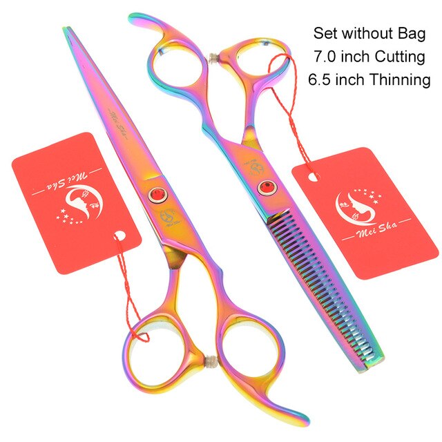 7.0 Inch Big Professional Hairdressing Cutting Scissors 6.5 Inch Thinning Shears Salon Barbers JP440C Blue Hair Tesouras A0132A - HAB 