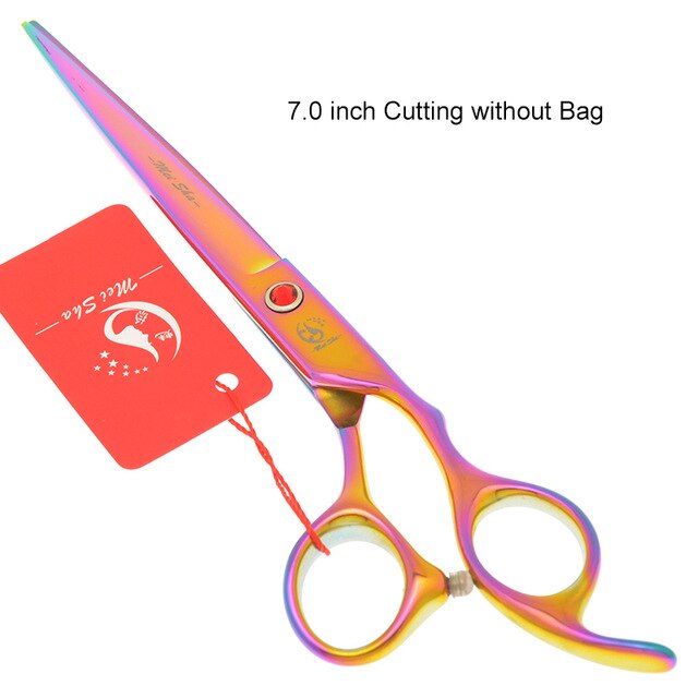 7.0 Inch Big Professional Hairdressing Cutting Scissors 6.5 Inch Thinning Shears Salon Barbers JP440C Blue Hair Tesouras A0132A - HAB 