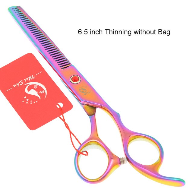 7.0 Inch Big Professional Hairdressing Cutting Scissors 6.5 Inch Thinning Shears Salon Barbers JP440C Blue Hair Tesouras A0132A - HAB 