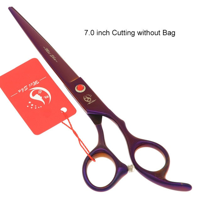 7.0 Inch Big Professional Hairdressing Cutting Scissors 6.5 Inch Thinning Shears Salon Barbers JP440C Blue Hair Tesouras A0132A - HAB 