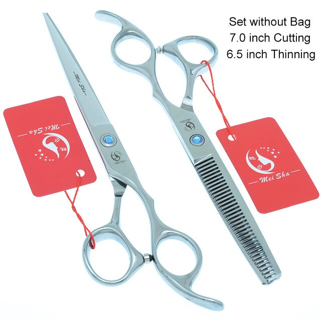 7.0 Inch Big Professional Hairdressing Cutting Scissors 6.5 Inch Thinning Shears Salon Barbers JP440C Blue Hair Tesouras A0132A - HAB 