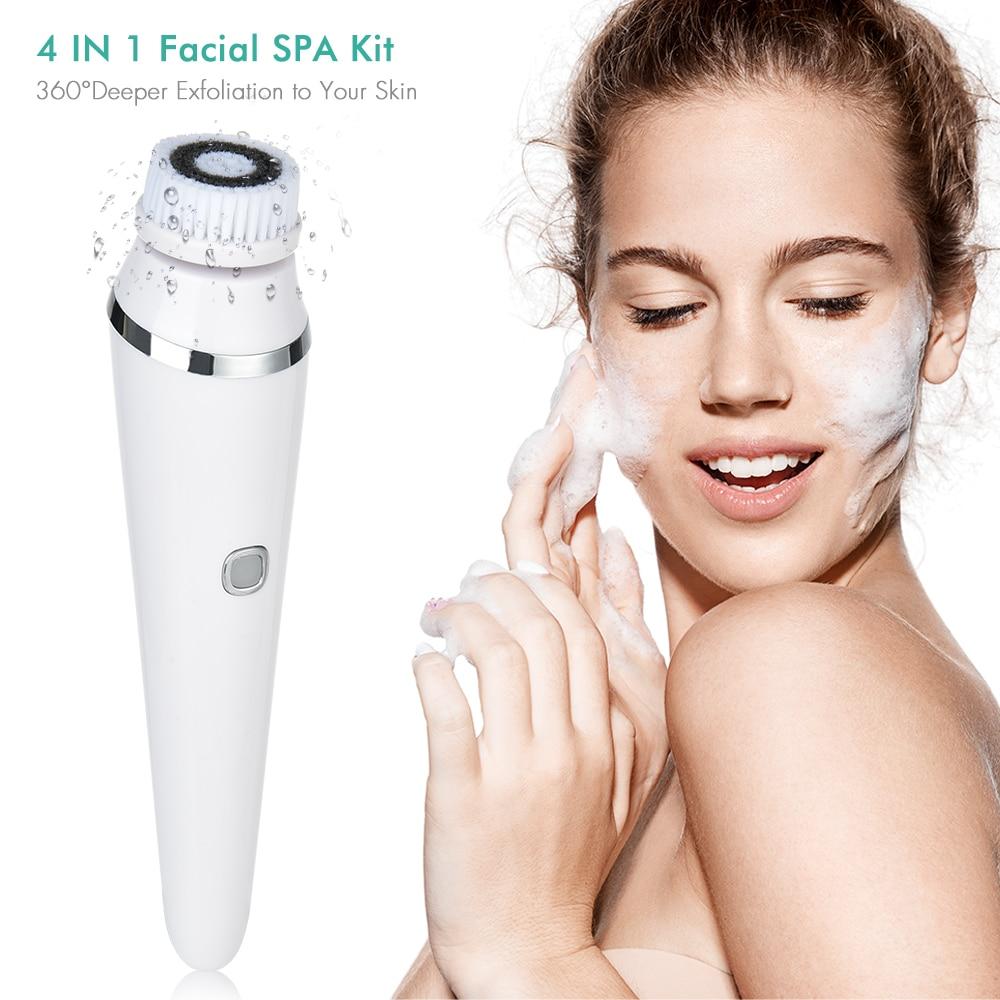 4 in 1 Facial Cleansing Brush Sonic Face Cleaning Tool Exfoliating - HAB 