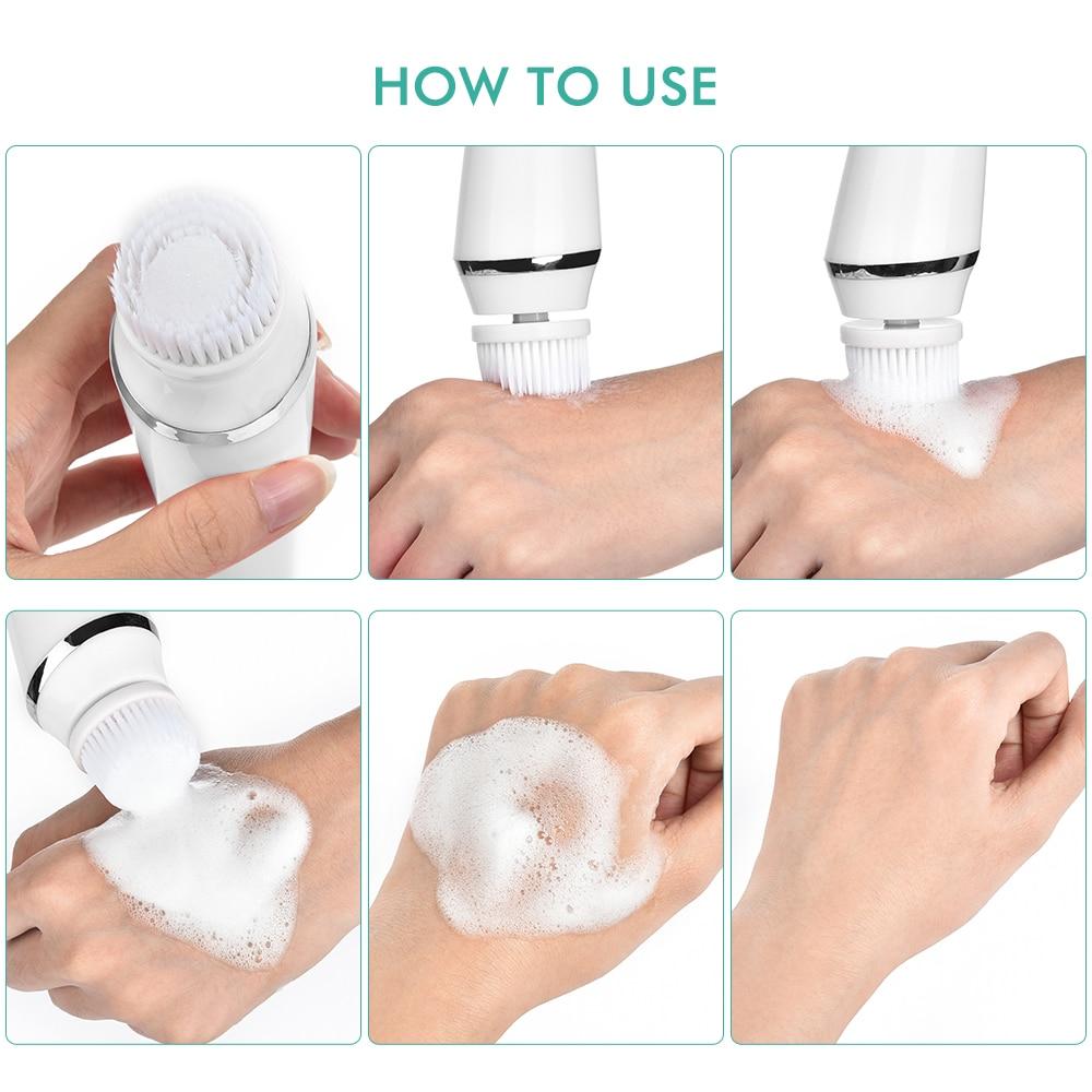 4 in 1 Facial Cleansing Brush Sonic Face Cleaning Tool Exfoliating - HAB 