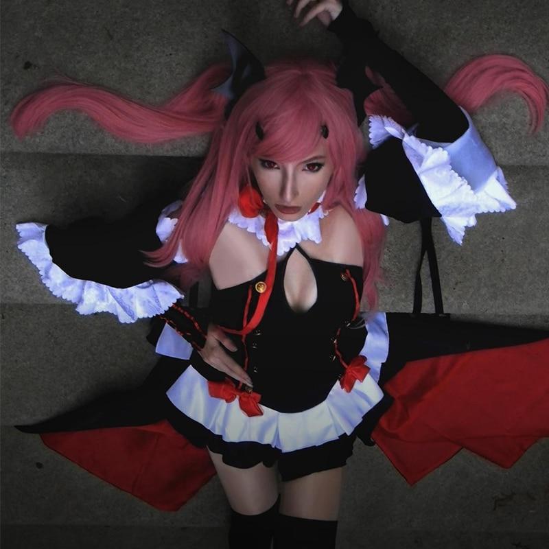 Krul Tepes Wig Pink Synthetic Cosplay Wig Double Ponytail Natural Long - HAB 