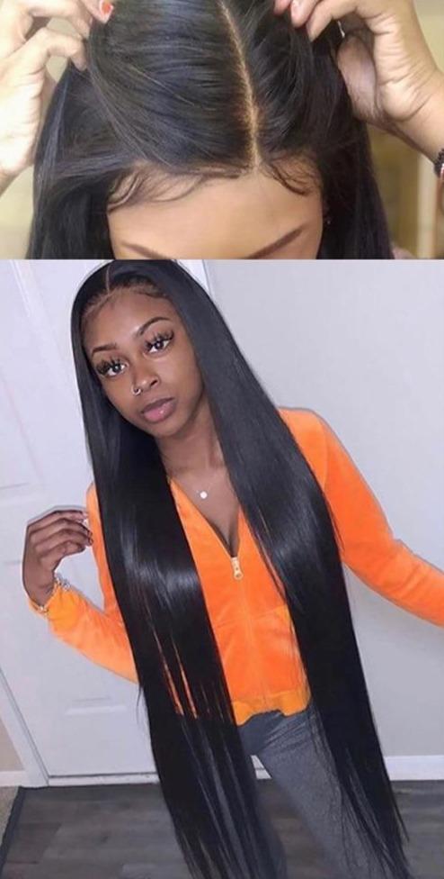 Long Straight Lace Front Human Hair Wigs 28 30 32 34 36 38 40 Inches - HAB 