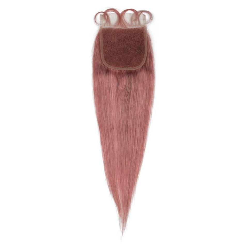 Beumax Bundles With Closure Straight Pink Blonde Human Hair Bundles - HAB 