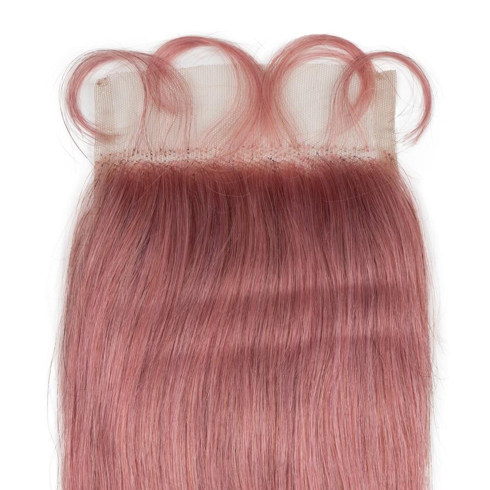 Beumax Bundles With Closure Straight Pink Blonde Human Hair Bundles - HAB 