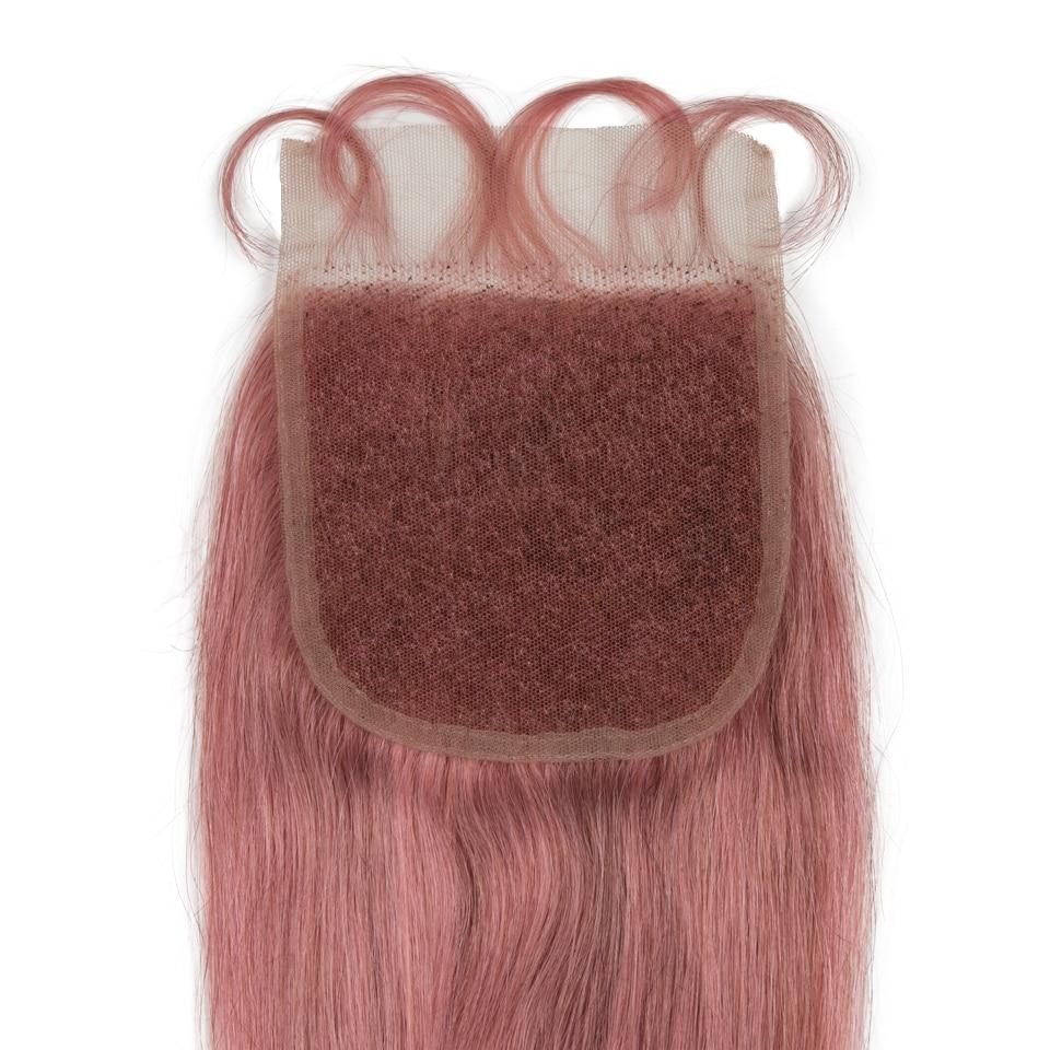 Beumax Bundles With Closure Straight Pink Blonde Human Hair Bundles - HAB 