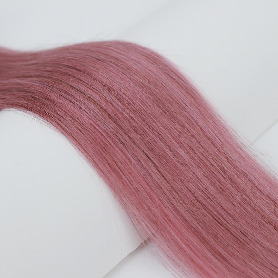 Beumax Bundles With Closure Straight Pink Blonde Human Hair Bundles - HAB 