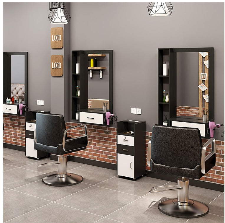 Hairdressing shop mirror hair salon mirror table cabinet table integrated wall-mounted mirror of barber shop hairdressing mirror - HAB 