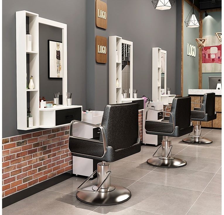 Hairdressing shop mirror hair salon mirror table cabinet table integrated wall-mounted mirror of barber shop hairdressing mirror - HAB 