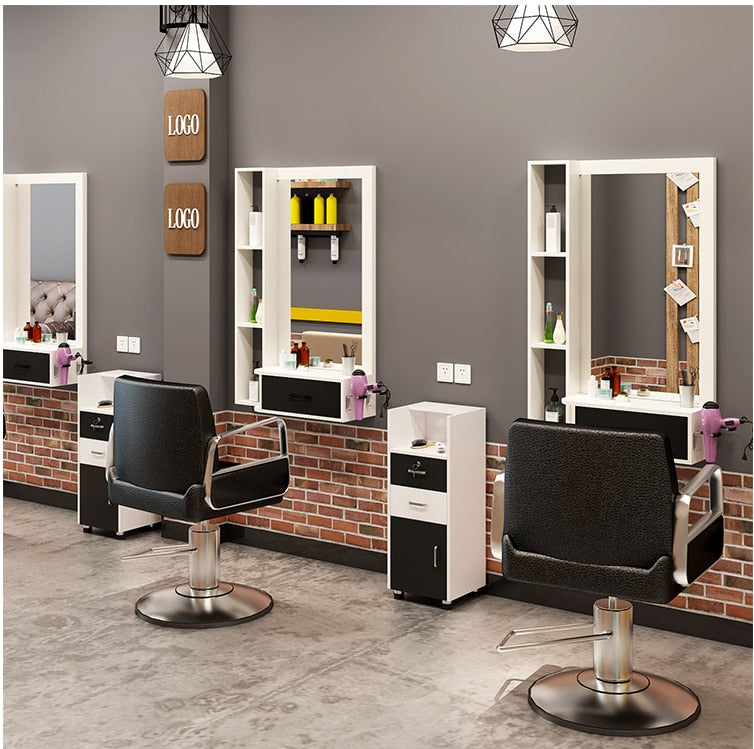 Hairdressing shop mirror hair salon mirror table cabinet table integrated wall-mounted mirror of barber shop hairdressing mirror - HAB 