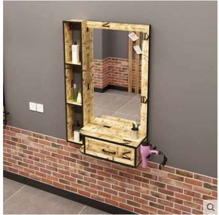 Hairdressing shop mirror hair salon mirror table cabinet table integrated wall-mounted mirror of barber shop hairdressing mirror - HAB 