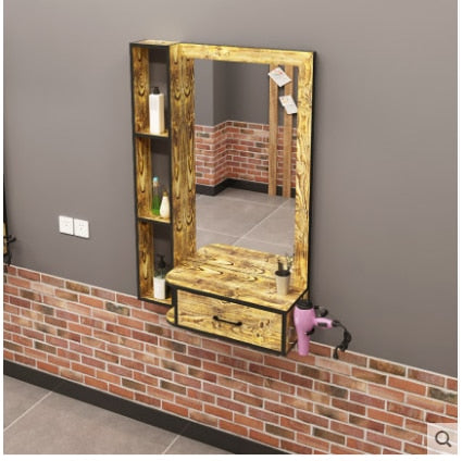 Hairdressing shop mirror hair salon mirror table cabinet table integrated wall-mounted mirror of barber shop hairdressing mirror - HAB 