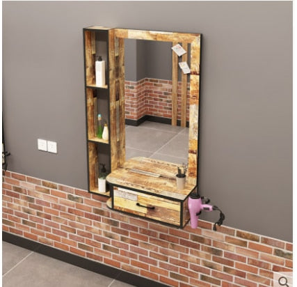 Hairdressing shop mirror hair salon mirror table cabinet table integrated wall-mounted mirror of barber shop hairdressing mirror - HAB 