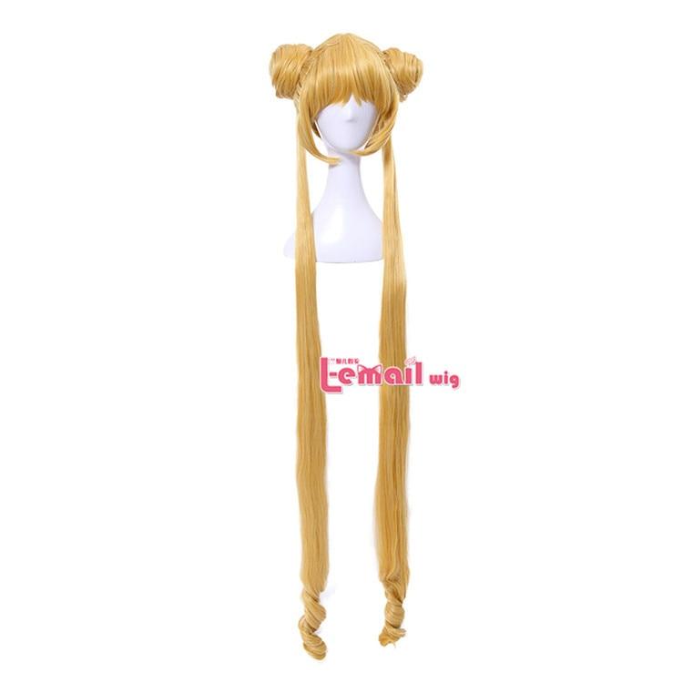 Sailor Moon Cosplay Wigs Super Long Blonde Wigs with Buns Heat - HAB 