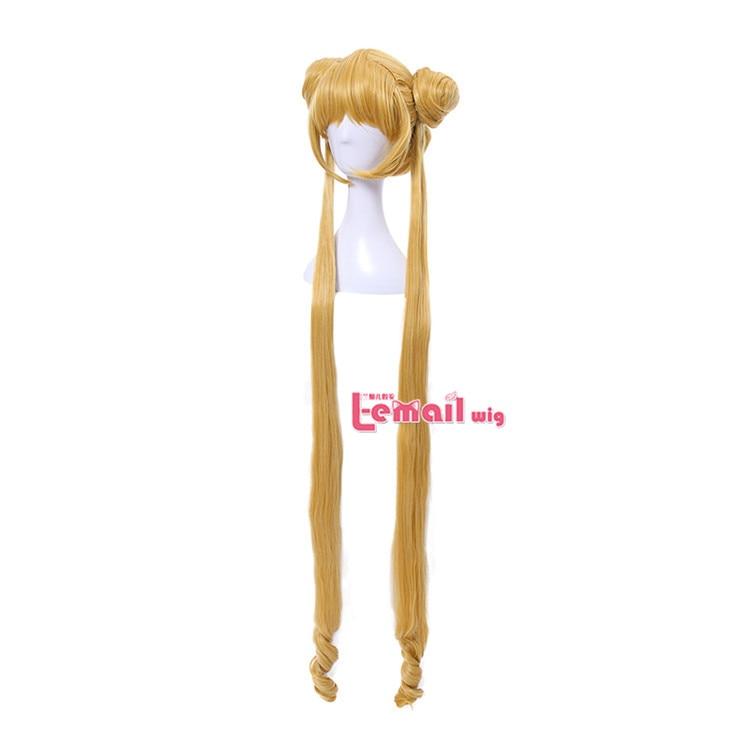 Sailor Moon Cosplay Wigs Super Long Blonde Wigs with Buns Heat - HAB 