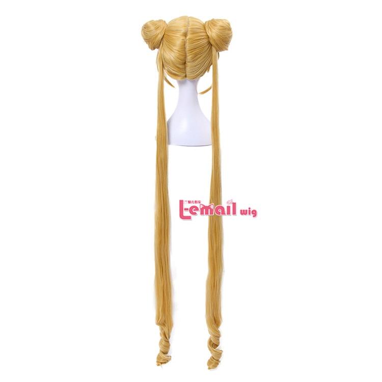 Sailor Moon Cosplay Wigs Super Long Blonde Wigs with Buns Heat - HAB 