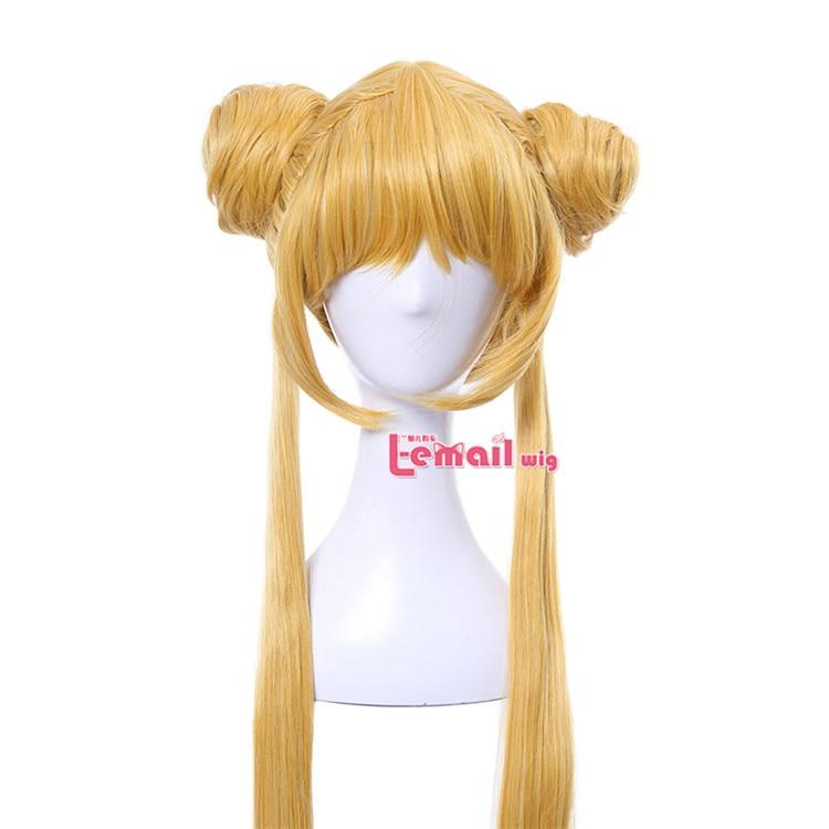 Sailor Moon Cosplay Wigs Super Long Blonde Wigs with Buns Heat - HAB 