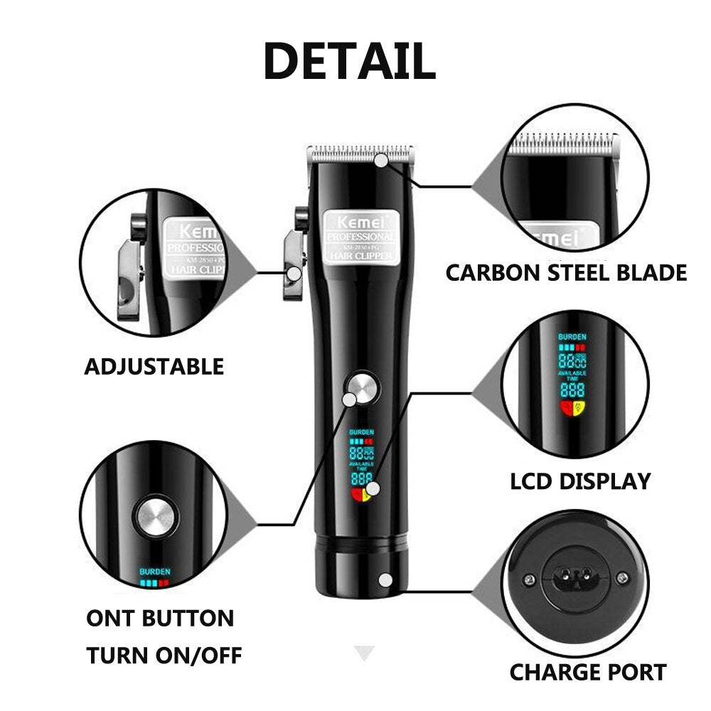 Kemei Professional Hair Clipper Electric Powerful Cordless Hair Trimmer Cutting Machine Haircut Trimmer Styling Tools Barber - HAB 