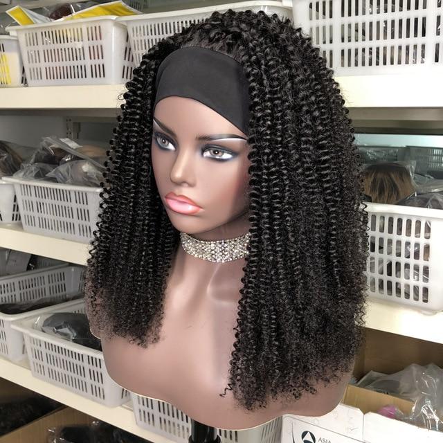 Headband Afro Kinky Curly Scarf Human Hair Wigs - HAB 