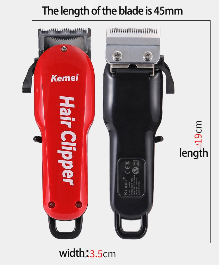 Kemei 7 Hours Large Capacity Battery Professional Wahl Hair Clipper Barber Shop Salon Coiffure Electric Cutter Shaving Machine - HAB 