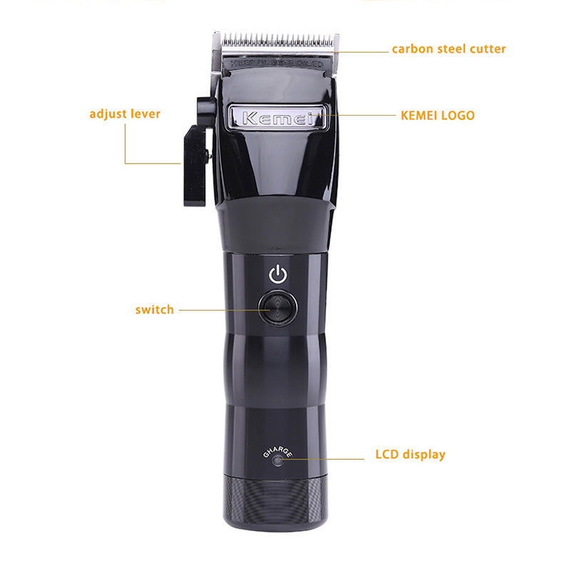 kemei hair trimmer KM- 2850 hair clipper Oil head electric clipper steel cutter head wireless charging electric hair clipper - HAB 