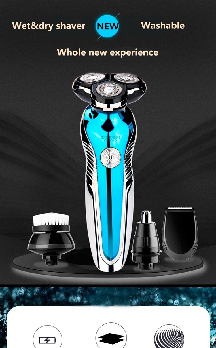 New Electric Shaver Washable Rechargeable Electric Razor Shaving Machine for Men Beard Trimmer Wet-Dry Dual Use - HAB 