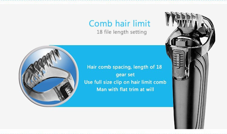 KEMEI 5 In 1 Professional Rechargeable Hair Trimmer Hair Clipper Shaver Razor Cordless Adjustable Hair Cutting Machine KM-1832 - HAB 