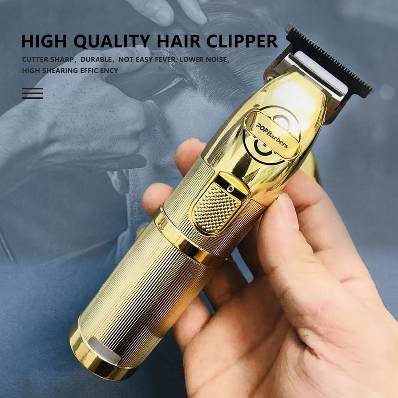 Professional Clippers Men Hair Trimmer Carving Cutting Golden Shaver Cordless Machine Electric Clipper Barber Shop Accessories - HAB 