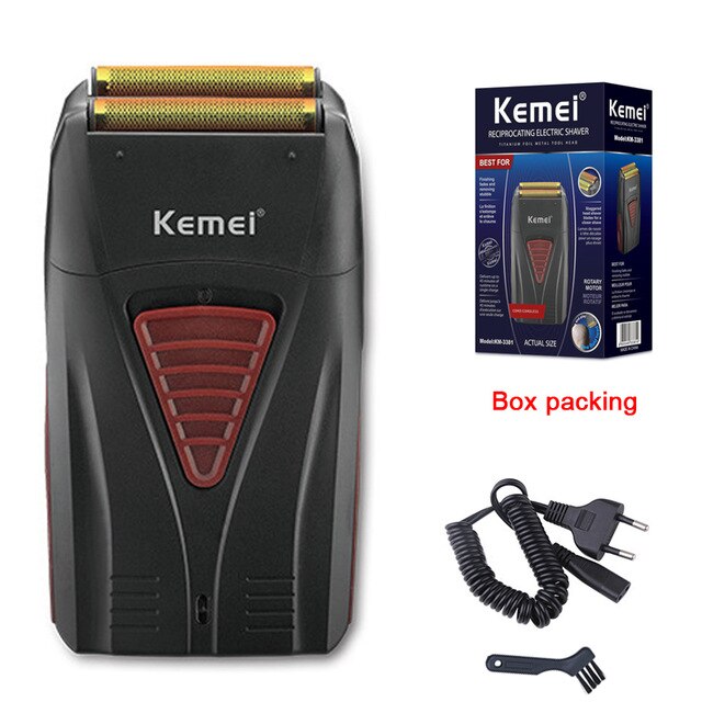 Kemei Men's Professional Hair Clipper Double Blade Reciprocating Floating Hair Razor Bareheaded Trimmer Electric Shaver for Men - HAB 