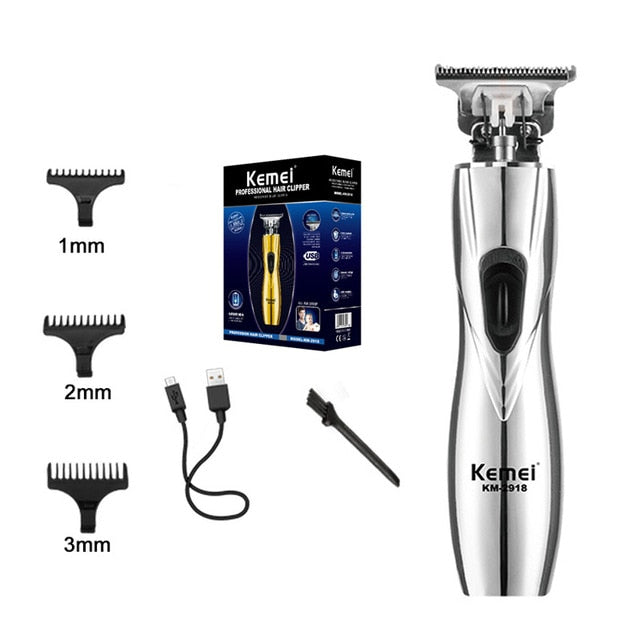 Kemei New Professional Cordless Hair Trimmer Hollow Design Carbon Steel Blade Hair Clipper Edge Cutting Hair Trimming Machine - HAB 