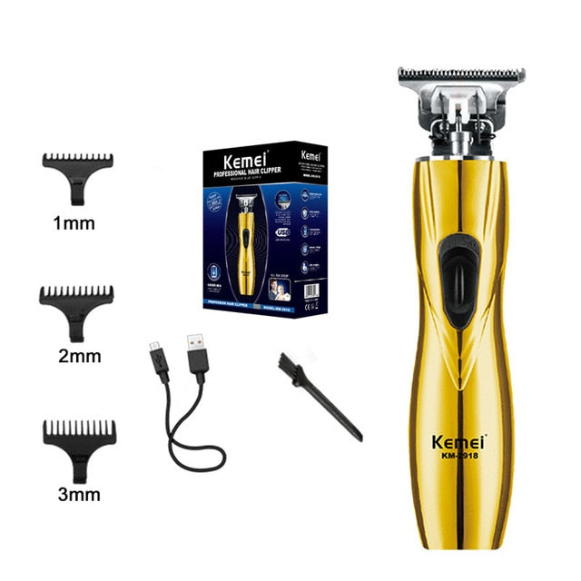 Kemei New Professional Cordless Hair Trimmer Hollow Design Carbon Steel Blade Hair Clipper Edge Cutting Hair Trimming Machine - HAB 