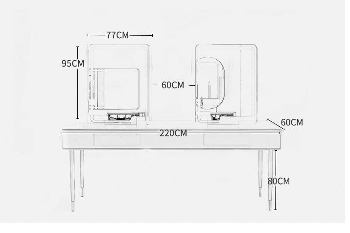 Barber shop mirror table hairdressing mirror hair salon special hair cutting mirror with lamp marble mirror table - HAB 