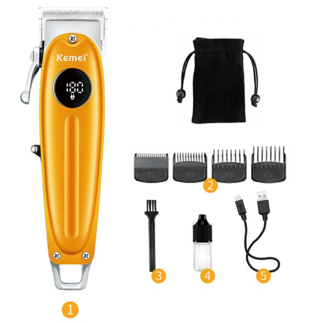 KM-1955 Metal Body Professional Hair Trimmer With LCD And Magnetic Limit Comb Electric Hair Clipper Adjustable Cutter Head Mower - HAB 