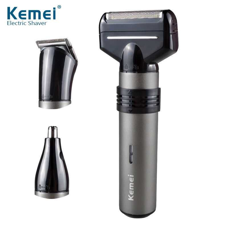 Kemei KM-1210 Electric Shaver 3 In 1 Multifunctional Reciprocating Razor Barber Nose Trimmer Device Men Face Shaving Machine - HAB 