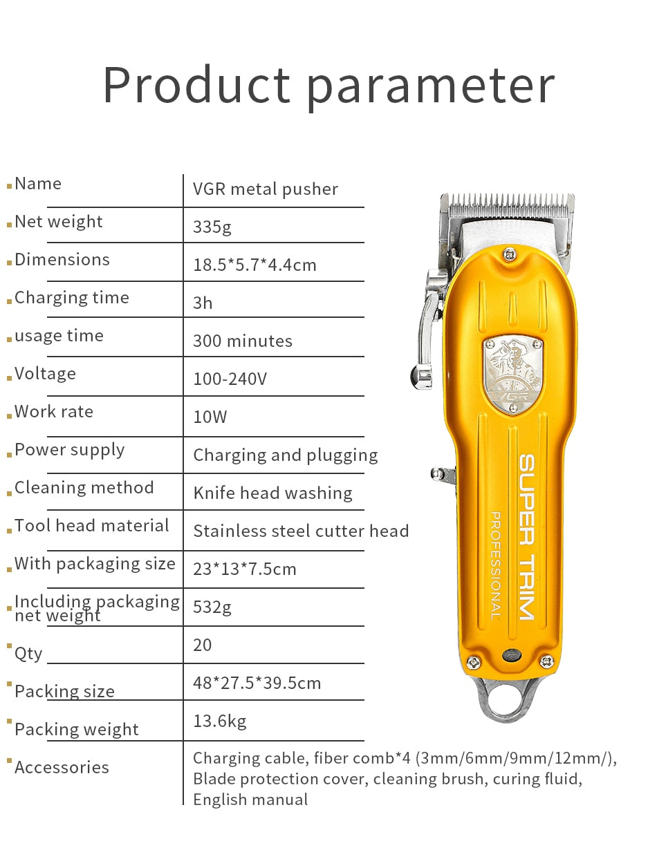 VGR 117 Hair Clipper Professional Personal Care USB Clippers Trimmer Barber For Hair Cutting Machine Clippers VGR V117 - HAB 