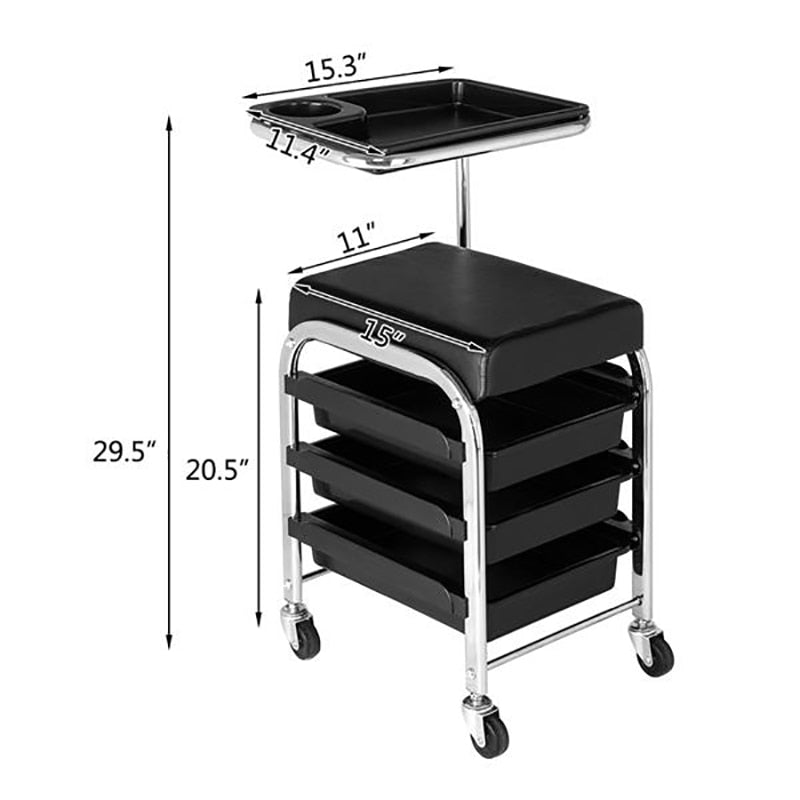 Pedicure Chair Stand with Wheels  Nail Station Beauty Salon Trolley Manicure Makeup artist Massage Chair Stool Storage Organizer - HAB 