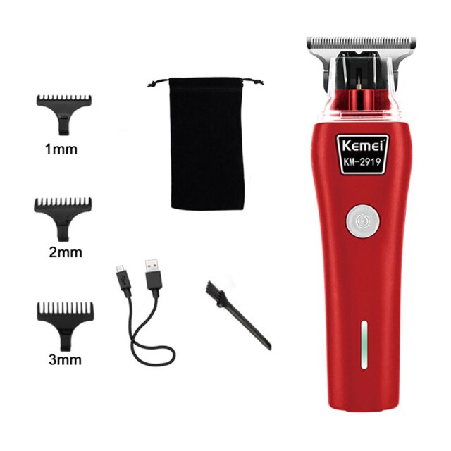 Kemei 2021 New Professional Cordless Hair Clipper T-Outliner Trimmer Shaver Cutting Machine Carbon Steel Blade Hair Clippers - HAB 