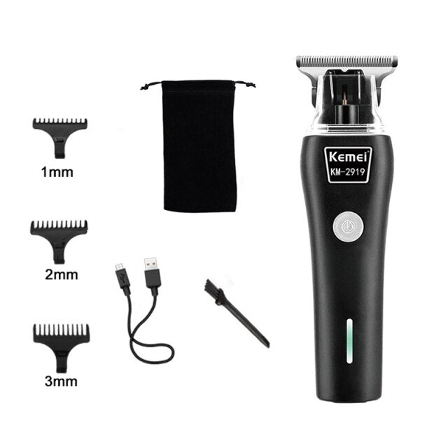 Kemei 2021 New Professional Cordless Hair Clipper T-Outliner Trimmer Shaver Cutting Machine Carbon Steel Blade Hair Clippers - HAB 