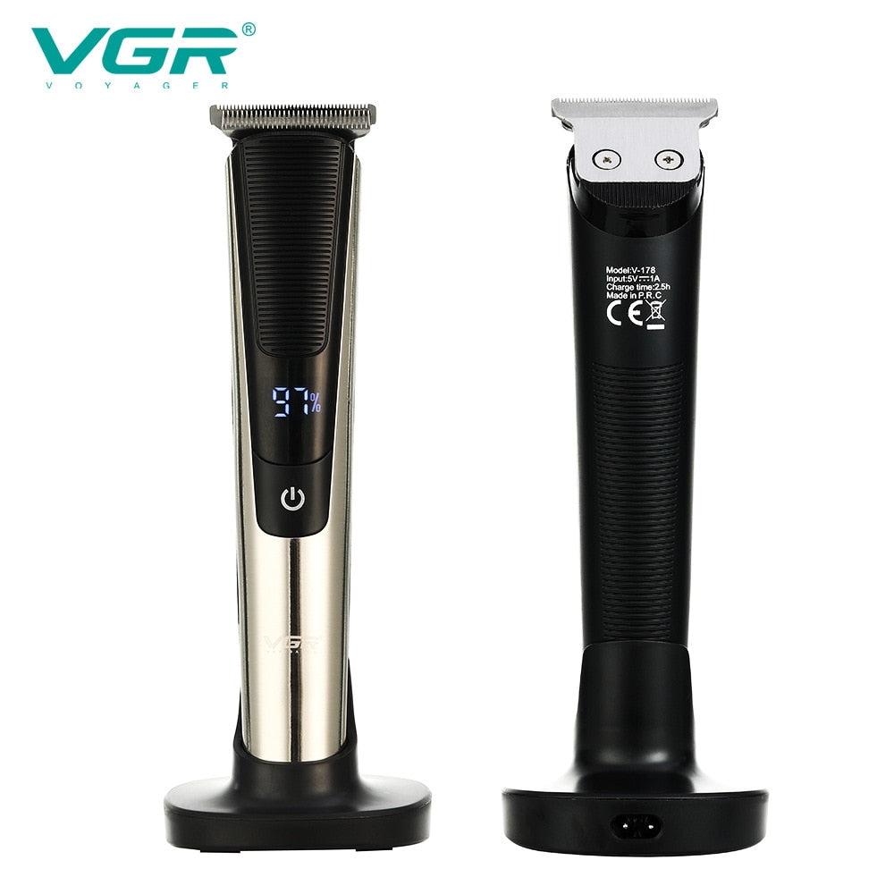 VGR 178 Hair Clipper Professional Digital Display Personal Care USB Clippers Trimmer Barber For Hair Cutting Machine Clippers - HAB 